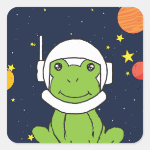 Sticker Carré Animal de l'astronaute de grenouille avec Clipart 