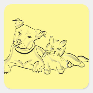 Sticker Carré animal de silhouette de chien
