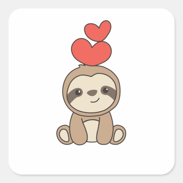 Sticker Carré Animal préféré de Sloth Cute (Devant)