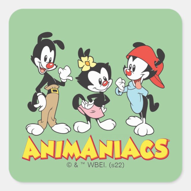 Sticker Carré Animaniacs | Yakko, Dot et Wakko debout (Devant)