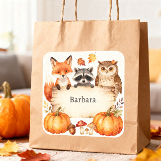 Sticker Carré Animaux de la forêt Halloween Trick or Treat