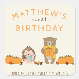 Sticker Carré Animaux des bois L'anniversaire de l'automne