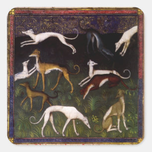 Sticker Carré Animaux médiévaux de beaux-arts de lévriers