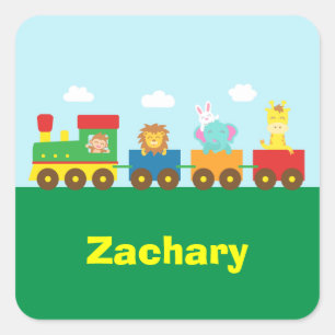 Sticker Carré Animaux Mignons Colorés Train pour Enfants