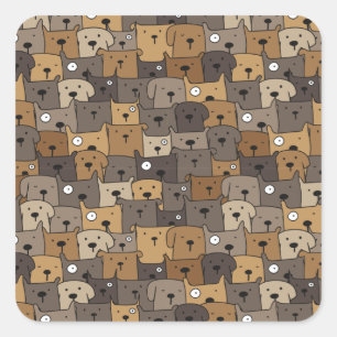 Sticker Carré Animaux motifs adorables Chiens Adulte
