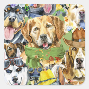 Sticker Carré Animaux motifs Chiens Animaux Amateurs