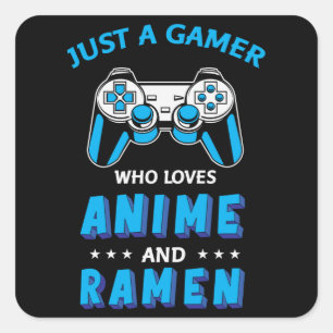 Sticker Carré Anime, Jeux Vidéo et Ramen parfaits
