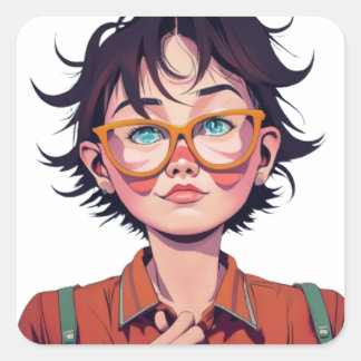 Sticker Carré Anime manga pop art amateurs visage personnages de