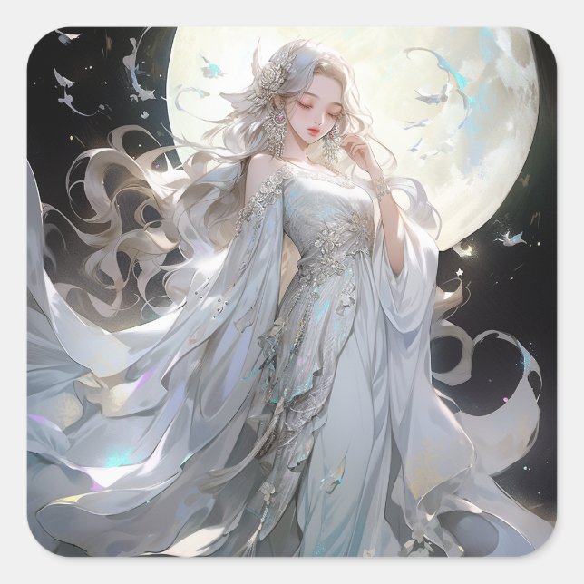 Sticker Carré Anime Moon Princess Imaginaire Art (Devant)