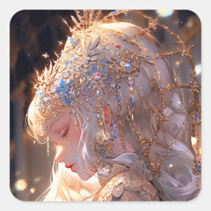 Sticker Carré Anime Princess Girl Imaginaire Art