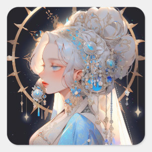 Sticker Carré Anime Princess Imaginaire Art