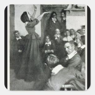 Sticker Carré Anne Hutchinson Prêcher dans sa maison à Boston
