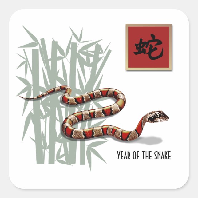 Sticker Carré Année chinoise du serpent (Devant)