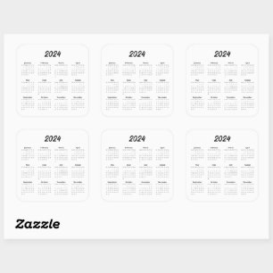 Sticker Carré Année civile 2024 Année mensuelle