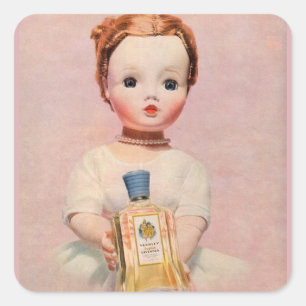 Sticker Carré Années 1950 Yardley et Madame Alexander doll