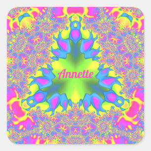 Sticker Carré ANNETTE ~ Teintes Jaune, Vert, Rose, Bleu ~