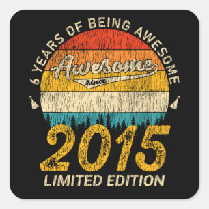 Sticker Carré anniversaire 10 ans Retro Magnifique 10e anniversa