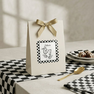 Sticker Carré Anniversaire 6 7 Meme Noir Damier Anniversaire