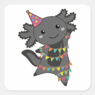Sticker Carré Anniversaire Axolotl Garland
