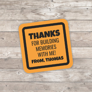 Sticker Carré Anniversaire Construction Orange
