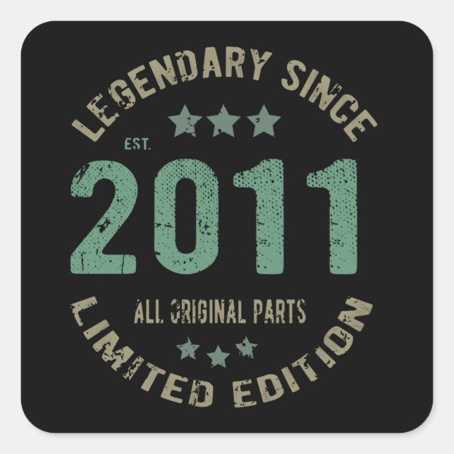 Sticker Carré anniversaire de 10 ans 2011 Légende depuis 10e ann (Devant)