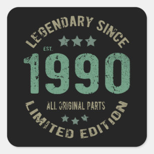 Sticker Carré anniversaire de 35 ans 1990 Légende 35e anniversai