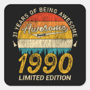 Sticker Carré anniversaire de 35 ans 1990 Légende 35e anniversai