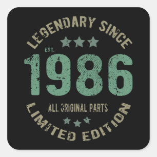 Sticker Carré anniversaire de 39 ans 1986 Légende 39e anniversai