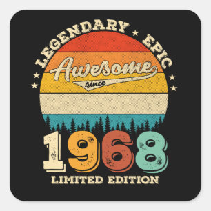 Sticker Carré anniversaire de 57 ans 1968 Magnifique 57e anniver