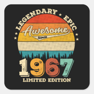 Sticker Carré anniversaire de 58 ans 1967 Magnifique 58e anniver