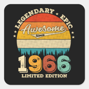 Sticker Carré anniversaire de 59 ans 1966 Magnifique 59e anniver