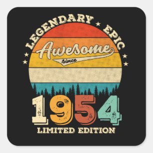 Sticker Carré anniversaire de 71 ans 1954 Magnifique 71e anniver
