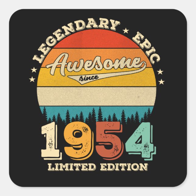 Sticker Carré anniversaire de 71 ans 1954 Magnifique 71e anniver (Devant)