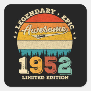 Sticker Carré anniversaire de 73 ans 1952 Magnifique 73e anniver