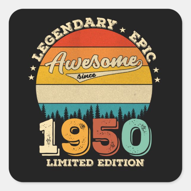 Sticker Carré anniversaire de 75 ans 1950 merveilleux 75e annive (Devant)
