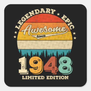 Sticker Carré anniversaire de 77 ans 1948 Magnifique 77e anniver