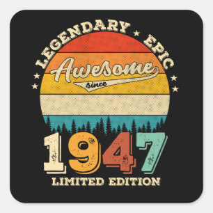Sticker Carré anniversaire de 78 ans 1947 Magnifique 78e anniver