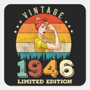 Sticker Carré anniversaire de 79 ans 1946 Vintage 79e anniversai