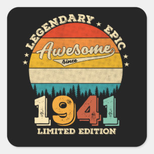 Sticker Carré anniversaire de 84 ans 1941 merveilleux 84e annive