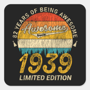 Sticker Carré anniversaire de 86 ans 1939 Magnifique 86e anniver