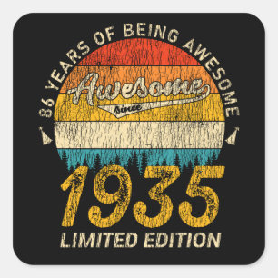 Sticker Carré anniversaire de 90 ans 1935 merveilleux 90e annive