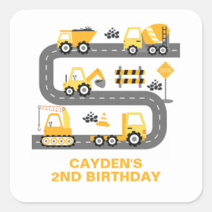 Sticker Carré Anniversaire de camion de construction