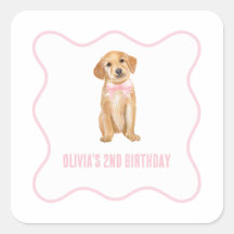 Anniversaire de chiot préparé en carreaux roses