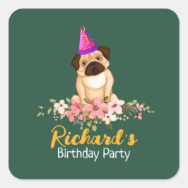 Sticker Carré Anniversaire de enfant floral mignon