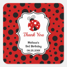 Sticker Carré Anniversaire de enfant Pois Red Black Ladybug Fram