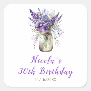 Sticker Carré Anniversaire de Lavender Mason Jar