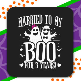 Sticker Carré Anniversaire de mariage d'octobre Humour 3e annive
