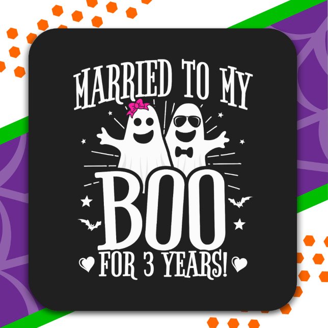 Sticker Carré Anniversaire de mariage d'octobre Humour 3e annive (Créateur téléchargé)