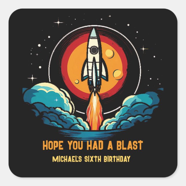 Sticker Carré anniversaire de Rocketship (Devant)