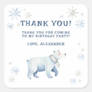 Sticker Carré Anniversaire d'ours polaire de Winter Onederland M